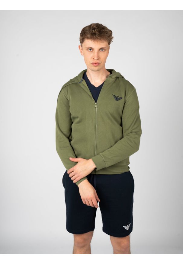 Emporio Armani Bluza | 111784 4F571 | Mężczyzna | Zielony. Typ kołnierza: kaptur. Kolor: zielony. Materiał: poliester, bawełna