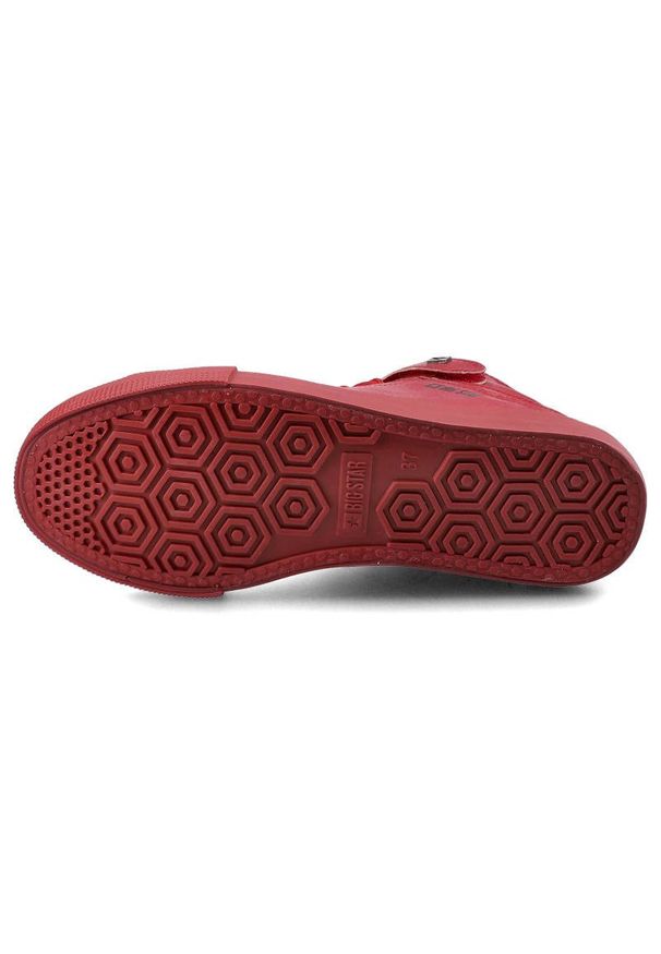 Big-Star - Czerwone Sneakersy Big Star Damskie Buty Na Rzep. Okazja: na co dzień, na spacer. Wysokość cholewki: przed kolano. Zapięcie: rzepy. Kolor: czerwony. Materiał: skóra ekologiczna, materiał, guma. Szerokość cholewki: normalna. Styl: casual, sportowy, klasyczny