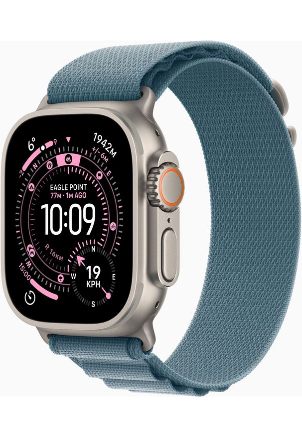 APPLE - Smartwatch Apple Watch Ultra 3 GPS + Cellular 49mm Natural Titanium / Alpine Loop M Niebieski (MEWM4QF/A). Rodzaj zegarka: smartwatch. Kolor: niebieski