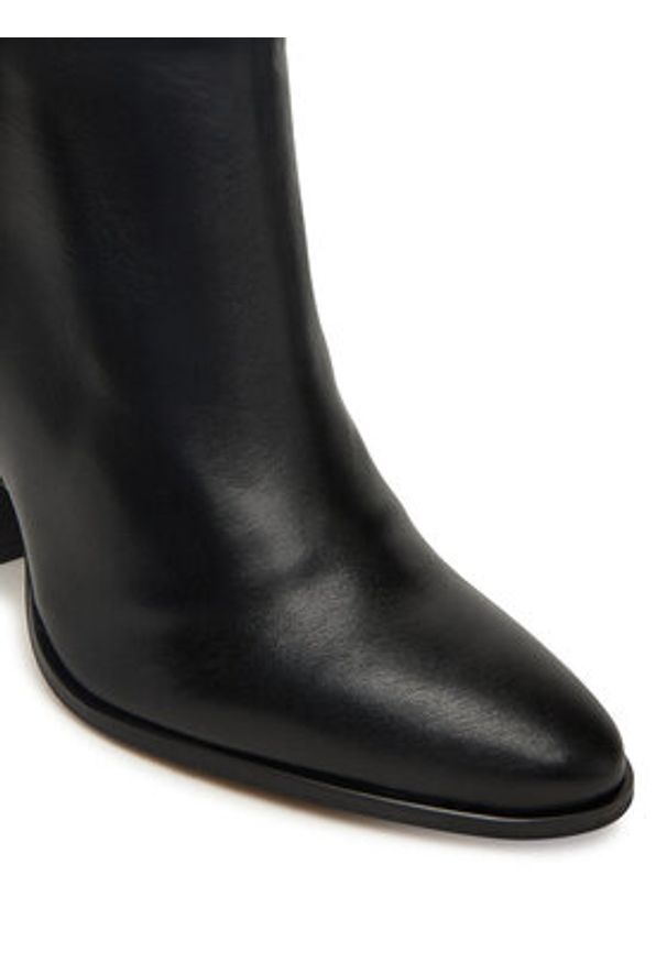 TOMMY HILFIGER - Tommy Hilfiger Botki Th T-Strap Leather Pointy Bootie FW0FW08984 Czarny. Kolor: czarny. Materiał: skóra