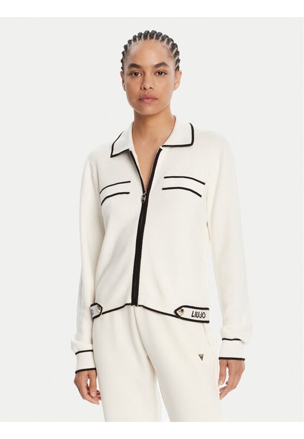 Liu Jo Sport Kardigan TF5250 MS59L Écru Regular Fit. Materiał: syntetyk. Styl: sportowy