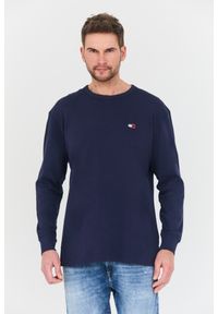 Tommy Jeans - TOMMY JEANS Granatowy longsleeve. Kolor: niebieski. Długość rękawa: długi rękaw #1