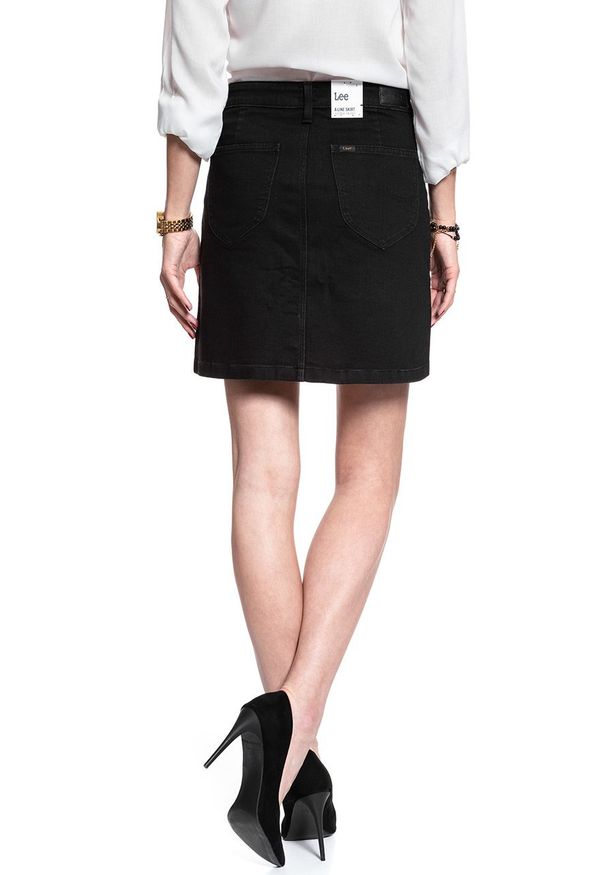 Lee - SPÓDNICA JEANSOWA LEE A LINE SKIRT MOTO BLACK L38NIZLG 112108283. Materiał: jeans