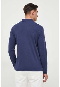 Polo Ralph Lauren longsleeve bawełniany kolor niebieski gładki. Typ kołnierza: polo. Kolor: niebieski. Materiał: bawełna. Długość rękawa: długi rękaw. Długość: krótkie. Wzór: gładki #4