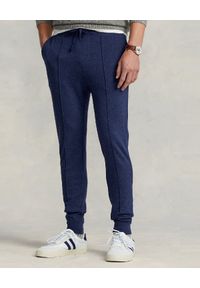 Ralph Lauren - RALPH LAUREN - Granatowe spodnie dresowe Jogger. Kolor: niebieski. Materiał: dresówka. Wzór: haft