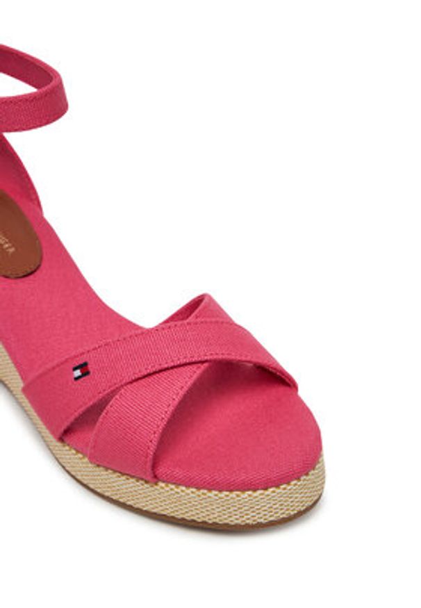 TOMMY HILFIGER - Tommy Hilfiger Sandały Flag Criss-Cros Mid Wedge Espad FW0FW08481 Różowy. Kolor: różowy. Materiał: materiał