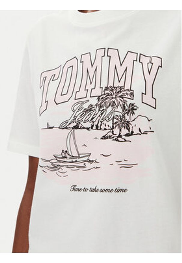 Tommy Jeans T-Shirt Tonal Tropics DW0DW21343 Écru Relaxed Fit. Materiał: bawełna