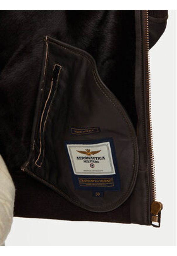 Aeronautica Militare Kurtka skórzana 242PN1611763 Brązowy Regular Fit. Kolor: brązowy. Materiał: skóra