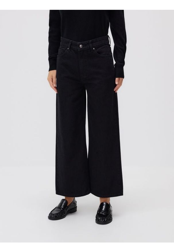 Reserved - Jeansy culotte - czarny. Kolor: czarny