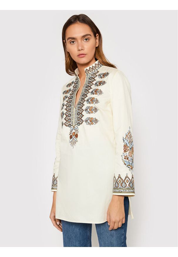 Tory Burch Tunika Embroidered 87518 Beżowy Relaxed Fit. Kolor: beżowy. Materiał: bawełna