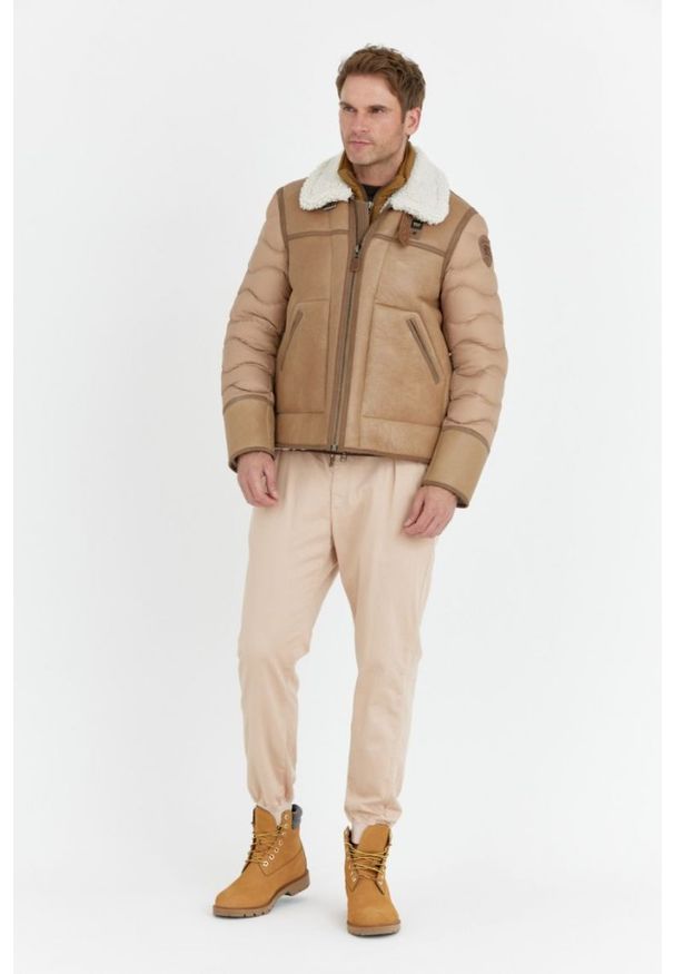 Blauer USA - BLAUER Kożuch męski z pikowanymi rękawami, Rozmiar L. Kolor: brązowy