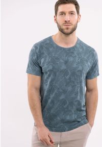 Volcano - Bawełniany t-shirt T-NOTIS. Kolor: niebieski. Materiał: bawełna. Długość rękawa: krótki rękaw. Długość: krótkie. Wzór: nadruk. Sezon: lato. Styl: klasyczny #1