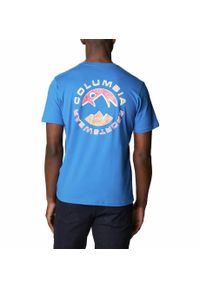 columbia - Koszulka Turystyczna Męska Columbia Rapid Ridge Back Graphic Tee II T-Shirt. Kolor: niebieski