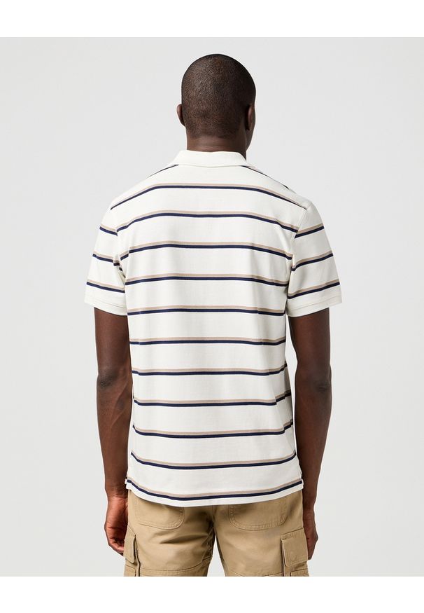 Wrangler - MESKA KOSZULKA WRANGLER STRIPE POLO SHIRT WHITE 112362828. Typ kołnierza: polo