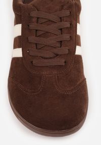 Born2be - Brązowe Sneakersy Casual w Typie Barefoot z Imitacji Zamszu Makka. Okazja: na co dzień. Zapięcie: sznurówki. Kolor: brązowy. Materiał: zamsz #6