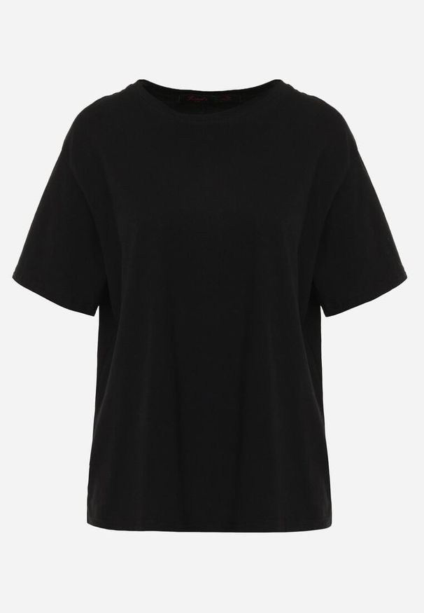 Renee - Czarny Bawełniany T-shirt o Kroju Oversize Neduna. Okazja: na co dzień. Kolor: czarny. Materiał: bawełna. Styl: elegancki, casual