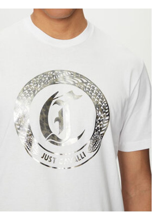 Just Cavalli T-Shirt 78OAHT14 Biały Regular Fit. Kolor: biały. Materiał: bawełna