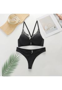 Intica - Biustonosz push-up koronkowy z regulowanymi ramiączkami Floriana. Kolor: czarny. Materiał: koronka. Wzór: aplikacja, koronka #1