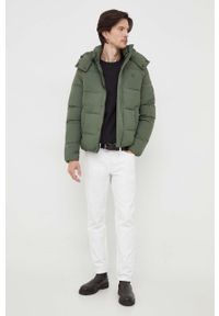 Calvin Klein Jeans kurtka męska kolor zielony zimowa. Kolor: zielony. Materiał: włókno, materiał. Wzór: nadruk. Sezon: zima #2