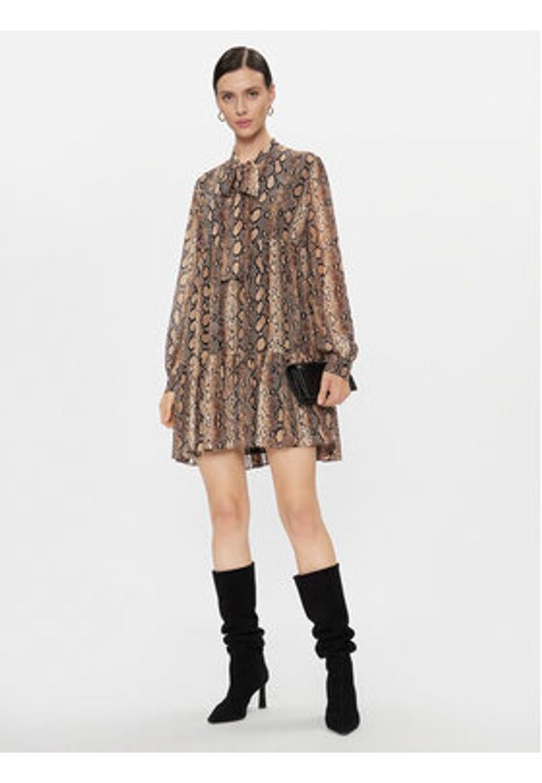 MICHAEL Michael Kors Sukienka koszulowa MH381VIBAY Brązowy Regular Fit. Kolor: brązowy. Materiał: syntetyk. Typ sukienki: koszulowe