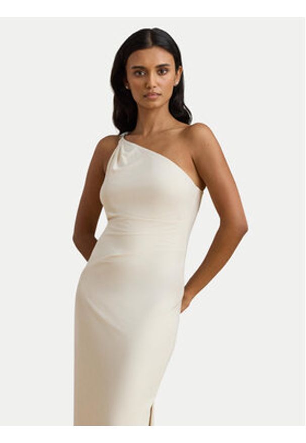 Lauren Ralph Lauren - LAUREN RALPH LAUREN Sukienka wieczorowa 253980922003 Écru Slim Fit. Kolor: kremowy. Materiał: syntetyk. Styl: wizytowy