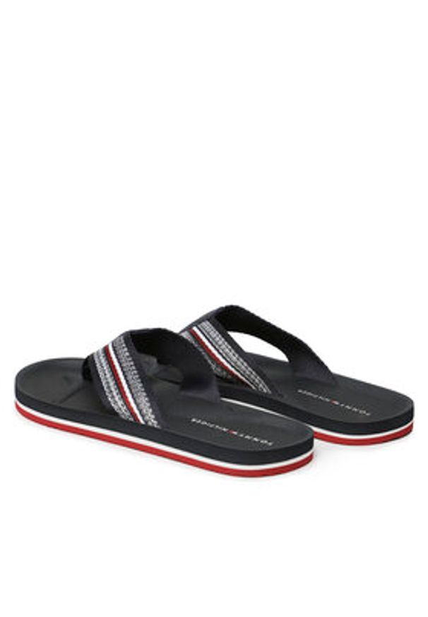 TOMMY HILFIGER - Tommy Hilfiger Japonki Comfort Corporate Beach Sandal FM0FM04616 Granatowy. Kolor: niebieski. Materiał: materiał