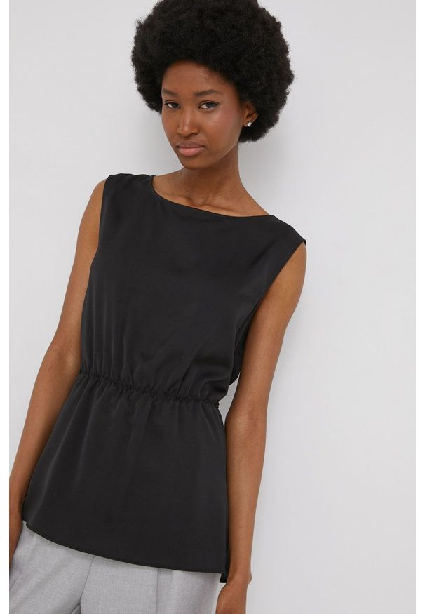 Answear Lab bluzka damska kolor czarny gładka. Kolor: czarny. Materiał: tkanina. Wzór: gładki. Styl: wakacyjny