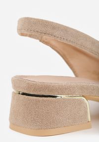 Renee - Ciemnobeżowe Sandały Vices na Stożku z Wkładką ze Skóry Naturalnej Bez Pięty Selenis. Nosek buta: szpiczasty. Kolor: beżowy. Materiał: skóra. Sezon: lato. Obcas: na stożku. Styl: wizytowy, elegancki. Wysokość obcasa: średni #2