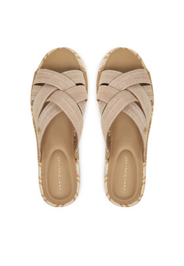 TOMMY HILFIGER - Tommy Hilfiger Espadryle Chambray Espadrille Mule FW0FW08501 Beżowy. Kolor: beżowy. Materiał: materiał