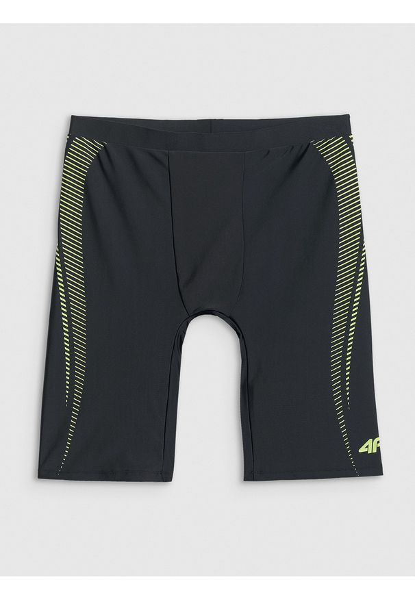 4f - 4F Kąpielówki męskie - czarne S. Kolor: czarny. Materiał: tkanina, skóra, materiał