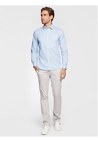 Sisley Koszula 5CNX5QL19 Błękitny Slim Fit. Kolor: niebieski. Materiał: bawełna