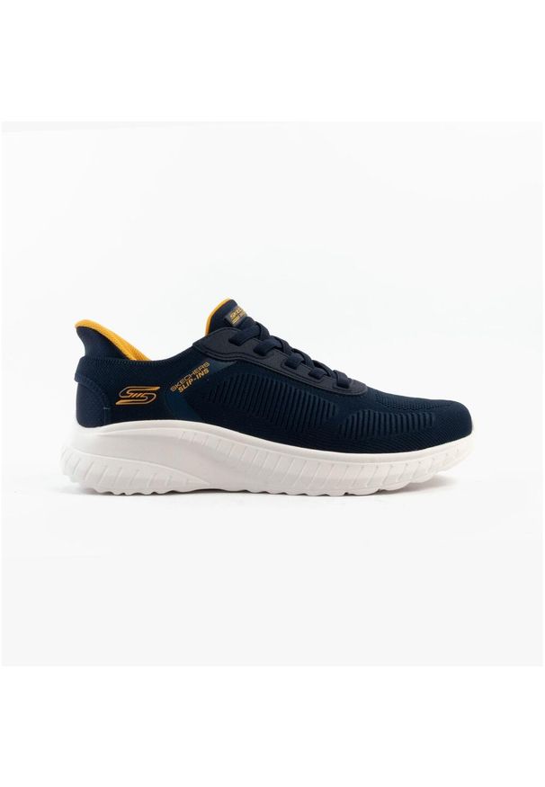 skechers - Buty sportowe męskie Skechers Bobs Squad Chaos SLIP-INS. Kolor: niebieski. Materiał: materiał. Szerokość cholewki: normalna