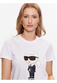 Karl Lagerfeld - KARL LAGERFELD T-Shirt Ikonik 2.0 Karl 230W1700 Biały Regular Fit. Typ kołnierza: dekolt w karo. Kolor: biały. Materiał: bawełna #3