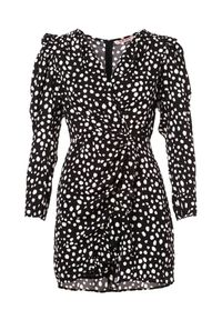 Born2be - Czarna Sukienka Kleosise. Kolor: czarny. Materiał: tkanina, poliester. Długość rękawa: długi rękaw. Typ sukienki: kopertowe. Długość: mini #4