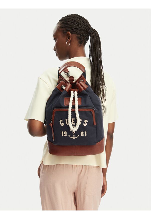 Guess Plecak HMOSCM P6204 Granatowy. Kolor: niebieski. Materiał: materiał