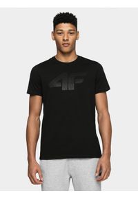 4f - T-shirt regular z nadrukiem męski. Kolor: czarny. Wzór: nadruk #1