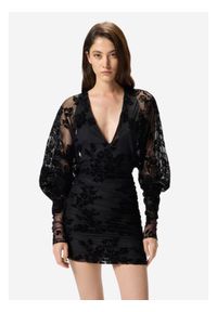 Pinko - PINKO Sukienka Roulette dress tulle stampa flock Czarny Slim Fit. Kolor: czarny