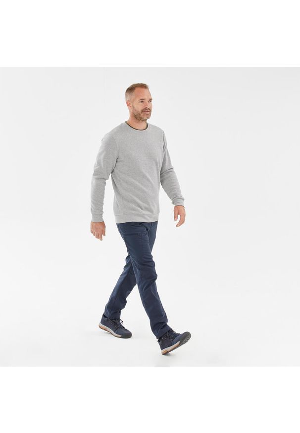 quechua - Sweter turystyczny męski Quechua NH150. Kolor: szary. Materiał: poliester, materiał, elastan, polar, tkanina, prążkowany, dzianina