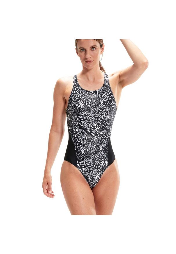 Strój kąpielowy damski Speedo Allover Digital. Kolor: wielokolorowy, czarny, szary. Materiał: lycra, poliester