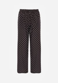 Born2be - Czarne Spodnie Casual w Groszki z Szerokimi Nogawkami i Wysokim Stanem Soleano. Okazja: na co dzień. Stan: podwyższony. Kolekcja: plus size. Kolor: czarny. Materiał: koronka. Długość: długie. Wzór: grochy. Styl: casual #7