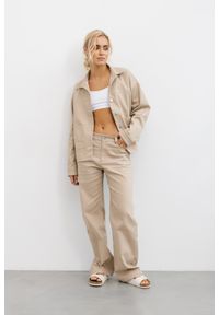 SPODNIE KAREN BEŻOWE XS - Flawless. Kolor: beżowy. Materiał: bawełna, wełna, poliester. Styl: elegancki, sportowy #1