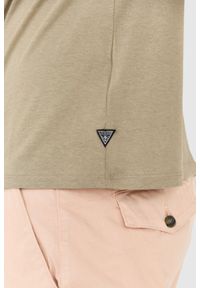 Guess - GUESS Zielony męski t-shirt bawełniany slim fit, Rozmiar M. Kolor: zielony. Materiał: bawełna. Wzór: aplikacja #5