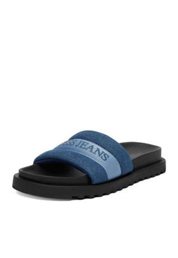Guess Jeans Klapki EO-GJ2123 Niebieski. Kolor: niebieski. Materiał: materiał