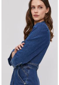 Pepe Jeans Sukienka jeansowa mini prosta. Kolor: niebieski. Materiał: tkanina. Długość rękawa: długi rękaw. Wzór: gładki. Typ sukienki: proste. Długość: mini #4