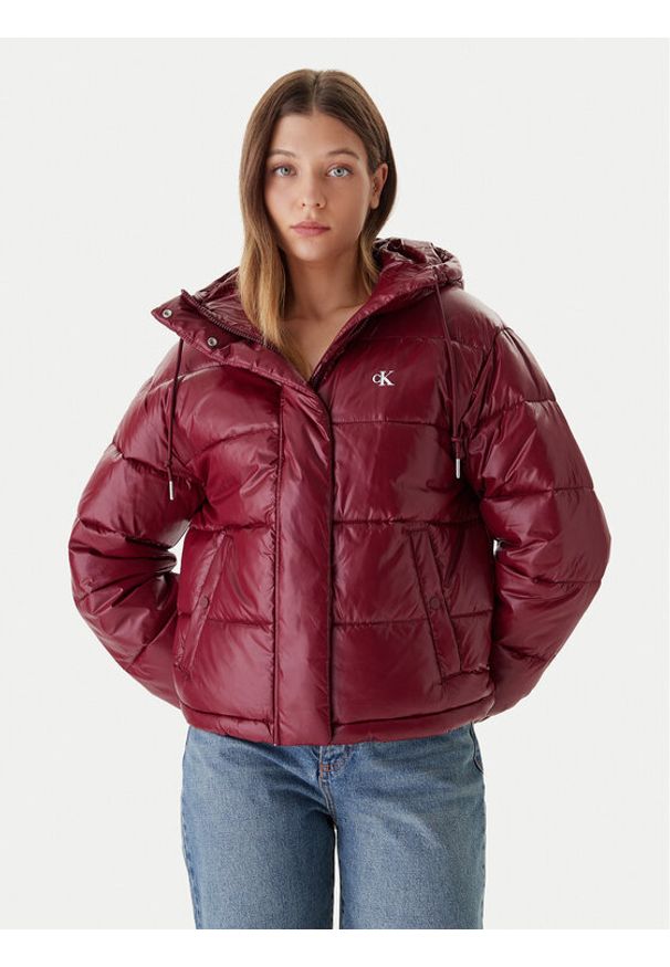 Calvin Klein Jeans Kurtka zimowa LV047D505G Bordowy Relaxed Fit. Kolor: czerwony. Materiał: syntetyk. Sezon: zima