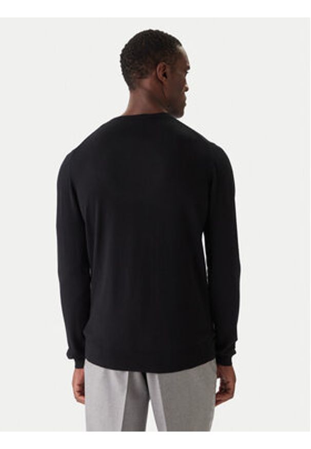 Karl Lagerfeld - KARL LAGERFELD Sweter 655000 554399 Czarny Slim Fit. Typ kołnierza: dekolt w karo. Kolor: czarny. Materiał: wełna