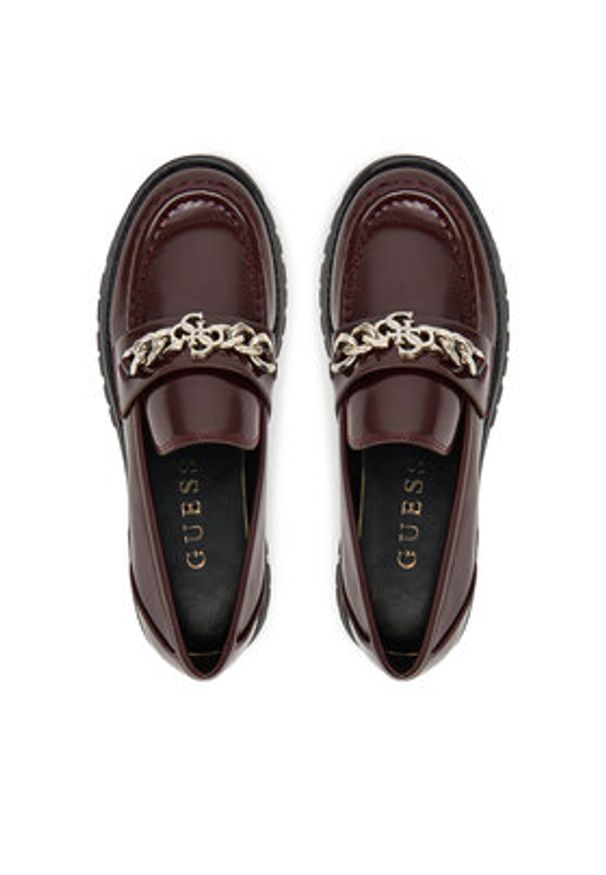 Guess Loafersy FLPALR ELE14 Bordowy. Kolor: czerwony. Materiał: skóra