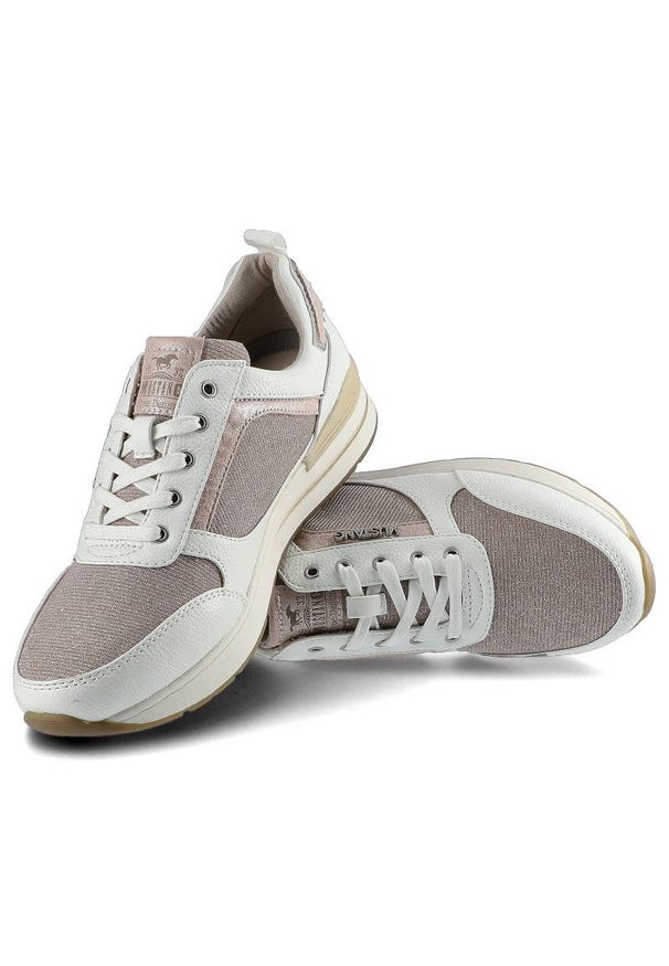 Biało-Różowe Sneakersy Damskie Mustang Lekkie Buty. Okazja: na co dzień. Kolor: biały. Materiał: skóra ekologiczna, materiał, guma. Szerokość cholewki: normalna. Styl: casual