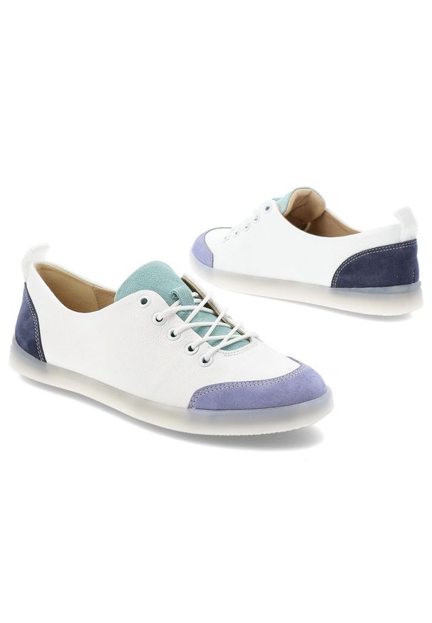 Białe Sneakersy Armodo Wygodne Sznurowane Obuwie Damskie. Okazja: na co dzień. Zapięcie: sznurówki. Kolor: biały. Materiał: skóra. Wzór: aplikacja