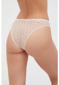 Guess figi kolor beżowy z koronki. Kolor: beżowy. Materiał: koronka. Wzór: koronka #2